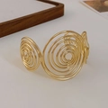 Minimalist gold multi-layered spiral cuff bracelet with artistic pleated texture - 80# Spiral Disk Style / Gold