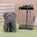 Gray 40cm PE rose bear in a premium transparent gift box with black ribbon - 23CM Bear+Gift Box+Light / Gray