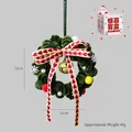 Mini Christmas wreath with green plush twist, red heart bow, bells and colorful wool balls - Large Bell Wreath