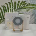 Portable LED lantern lamp in grey blue finish with wooden handle and packaging - Bear Gift Bag / Gray