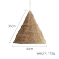 Cone-shaped woven hemp rope lampshade in natural brown, 30cm size with 172g weight - 30*30cm