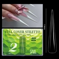 Detailed view of 5XL stiletto soft gel clear nail tips with 77.80mm length measurement - 5XL Full Cover Stiletto (02)