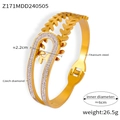 Bracciale in acciaio al titanio dorato con design a foglia e diamanti cechi fini - Stile Grano Doppio (Z171-Oro)