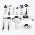 Set de cuisine miniature 10 pièces en alliage argenté avec poêles et couverts miniatures - 11 Pièces Par Paquet / Argenté