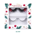 Christmas themed lash set with red-accented black lashes and white lashes in box - Black Red White Christmas Style (SDJ-007)
