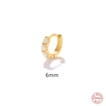 6mm round white opal gold hoop earrings crafted in real 925 sterling silver for women - Single Gold-6MM White Opal
