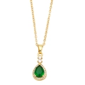 Élégant collier doré avec pendentif en zircon vert goutte d'eau et halo de pierres - Vert