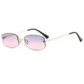 Gafas de sol sin montura con lentes degradadas púrpura-rosa y patillas doradas - Marco Dorado Lentes Gris Rosa