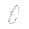 Silver vintage open ring with bamboo texture and five sparkling cubic zirconia stones - Silver Textured With Five Zircons Style (7193)