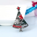 Christmas tree brooch with red and green rhinestones in vintage silver finish - Antique Silver Three-Color Drill Christmas Tree (BR1346)