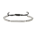 Bracelet à billes en argent avec cylindre en zircone et cordon noir ajustable pour femmes - Cylindre Plein Zirconia (K)
