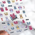 Autocollant à ongles gaufré 5D avec motif ours démon coloré style japonais TS-647 - TS-647 Ours de l'Enfer