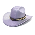 Chapeau de cowboy violet scintillant avec fini métallique et ruban décoratif - M (56-58cm) / Violet Taro