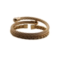 Gold stainless steel twisted cable bangle with spherical ends and Roman numerals - Two-Piece Set / Gold
