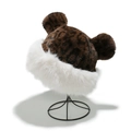Detalle de gorro de invierno de felpa con estampado de leopardo y orejas de oso blancas - M / Estampado de Leopardo Marrón (C)