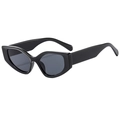 Fashionable black cat-eye sunglasses with geometric frames and dark UV protection lenses - Bright Black