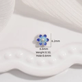 Perla fiore blu Cloisonné in argento S925 per gioielli con dettagli petalo cavo - Stile C-Perla a Fiore Piccola con Bordo Argento Blu