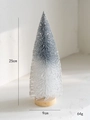 Mini silbergrauer beflockter Weihnachtsbaum mit Holzfuß 25cm Tischdekoration - 25cm Silberweiß