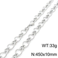 Silver 10mm twisted chain necklace in stainless steel, weighing 33g and 450mm long - Necklace (45cm) / Steel