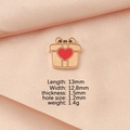 Close-up of rose gold gift box charm with red heart and 13mm x 12.8mm size detail - Rose Gold (Clearance Price)