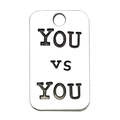 Silver rectangle metal tag with You Vs You engraving for DIY keychains and jewelry - YOU vs YOU Plaque