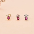 Roze druppel oorbellen in goud, roségoud en zilver met schitterende witte zirkoon accenten - Stijl 2 / Zilver