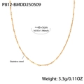 Golden stainless steel heart pendant necklace with bamboo link chain and 43+5cm length - Gold Bamboo Link Necklace (P812-B)