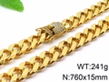 Catena cubana dorata da uomo con chiusura diamantata, dimensioni 760mm x 15mm - Collana (KN35979-K) / 760x15mm / Oro
