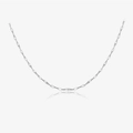 Elegant S925 sterling silver water wave chain necklace with a polished mirror finish - Platinum-540 (Silver Twisted Chain)