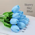 Single bunch of realistic starry sky blue PU tulips for modern home interior decor - Starry Blue
