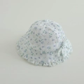 Detailansicht Baby Mädchen Sonnenhut aus Spitze mit Blumenmuster und kleiner Schleife - 48cm (6-15 Monate) / Blau