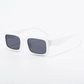 Retro rectangle sunglasses featuring a glossy white frame with dark black lenses - C02 White Gray