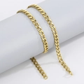Polished golden stainless steel Cuban link chain necklace in minimalist hip-hop style - 6mm Gold / Bracelet
