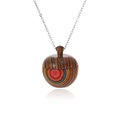Colorful concentric wood grain circular pendant necklace with silver link chain - Colorful Wood Grain Apple