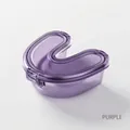 Compact purple translucent orthodontic retainer case with secure locking mechanism - Purple
