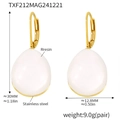 Boucles d'oreilles goutte en résine blanche avec crochets dorés et mesures détaillées - Boucles d'oreilles en résine blanche / Blanc