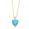 Close-up of heart-shaped blue gemstone pendant with gold chain and clear zircon accents - Sky Blue