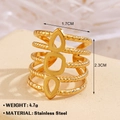 18K gold plated stainless steel multi-layer geometric ring with hollow droplet design - 695-1 Teardrop Geometric / Gold