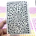 Self-adhesive black round faceted acrylic rhinestones for eye makeup and nail art - 11x16cm / Black