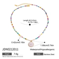 Collier marguerite en acier inoxydable étanche avec perles colorées et chaîne dorée - Marguerite Perles Multicolores (JDN0212011)