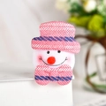 Lindo brazalete navideño de muñeco de nieve rosa con sombrero a cuadros y peluche - T1-26 Muñeco de Nieve (Lentejuelas Sin Luz)