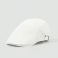 Classic white cotton newsboy cap with adjustable silver metal buckle and clean finish - Solid White