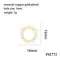 Rundes Schmuck-Verbindungsstück, vergoldet mit Zirkonia-Steinen und Maßangaben - Runder Zirkon-Stecker P02772