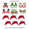 Christmas set with 6 reindeer glasses and 6 non-woven santa hats 28x38cm - Christmas Set 6 (6 Glasses+6 Hats 28x38cm)