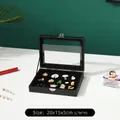 Black 20x15x5cm enamel pin display case with glass top and secure metal latch - Small Black (20x15x5cm)