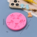 Pink silicone mold with 5 bear cavities for resin and chocolate, 7.2cm diameter size - Five-Hole Bear Style (1)