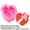 Pink heart-shaped rose silicone mold with Love text and floral texture for DIY soaps - LOVE Rose Heart / Pink