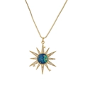 Collar de estrella dorada con esmalte azul-verde y circonitas en cadena de caja - Rayo de Sol