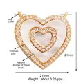 Golden heart pendant with white mother of pearl inlay and sparkling zircon stones - Shell-Shell Pave Heart