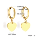 Orecchini a cuore in acciaio inossidabile dorato con dimensioni e peso dettagliati - Pendaglio a Cuore (EA559501G) / Oro
